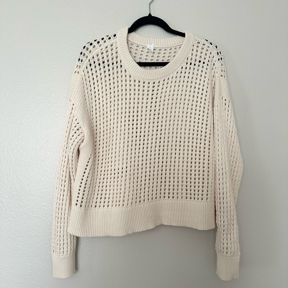 Cream Open Knit 100% Cotton Women's Old Navy Sweater Like New Size Medium